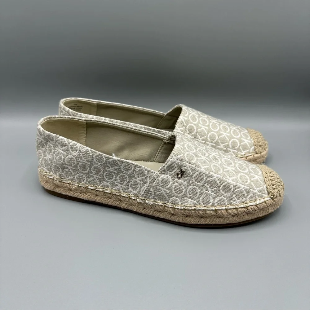 Calvin Klein Womens Flats Shoes Espadrille Monogram Signature Logo Size 10M